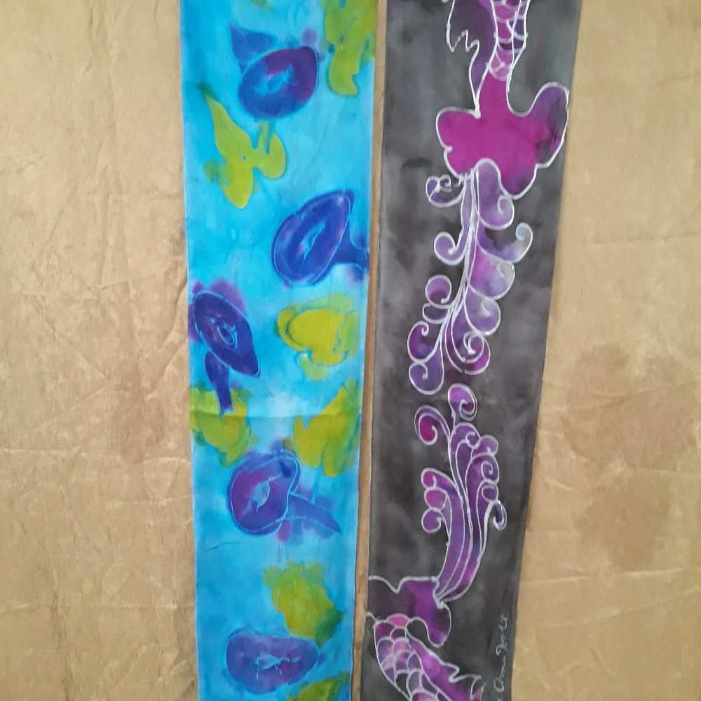 Hand-painted silk scarves